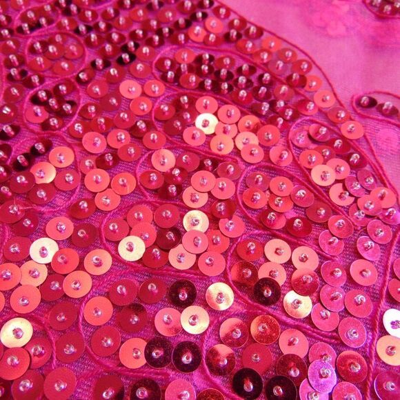 HANDMADE Pink Butterfly Sequin Crepe Netting Over the Shoulders Neck Wrap OS - Picture 11 of 11